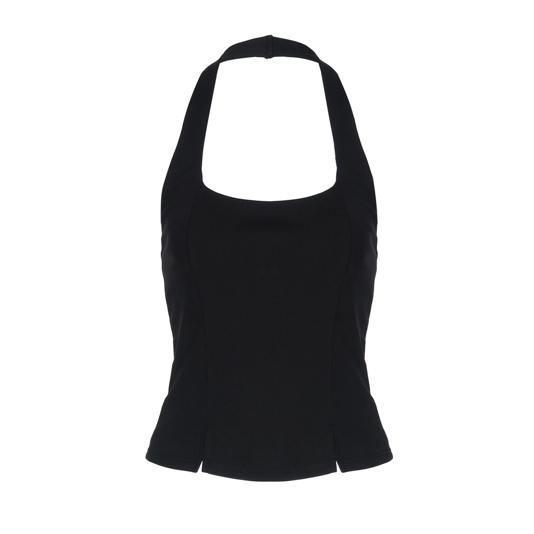 Damen Elegantes Oberteil mit quadratischem Ausschnitt und speziellen Schlitzdetails Echo Archiv