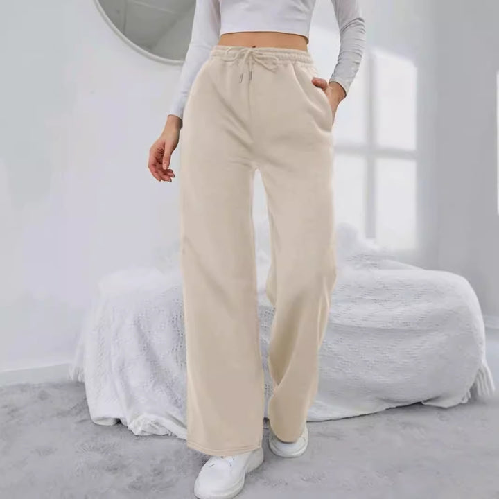 Damen nan High‑Waist Wide‑Leg Jogginghose mit elastischem Komfortbund, Kordelzug und tiefen Eingrifftaschen Echo Archiv