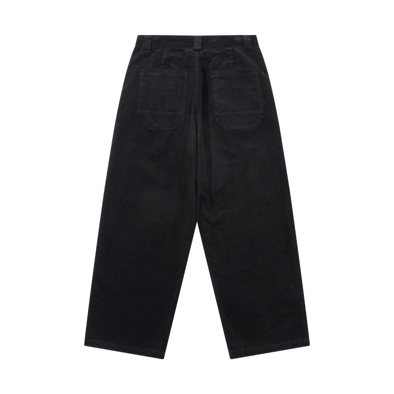 Herren Weite Cordhose mit Bundfalten, hoher Taille und geradem Bein Echoarchiv