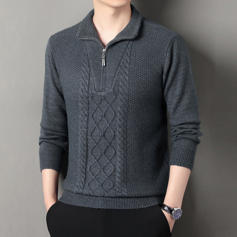 Herren Strickpullover mit hochabschließendem Kragen und durchgehendem Reißverschluss Echoarchiv