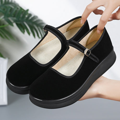 Damen nan Mary-Jane Plateau-Slipper mit verstellbarem Riemen und orthopädischer Komfortsohle Echo Archiv