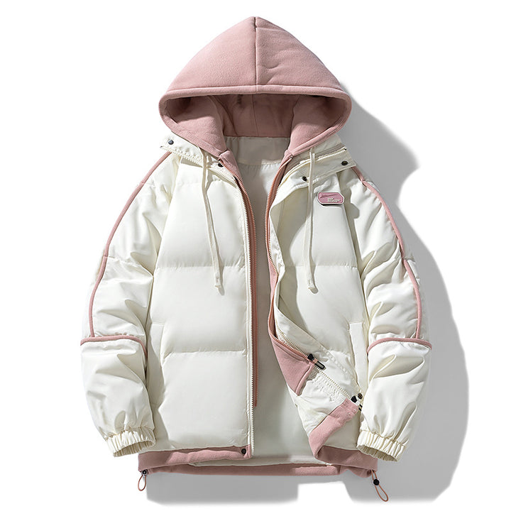 Damen Kurz geschnittene Steppjacke mit kontrastierender Fleece‑Kapuze und Kordelzug Echo Archiv