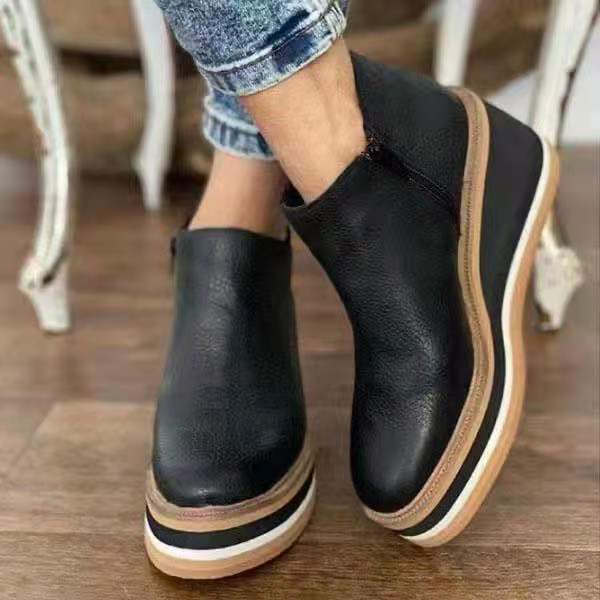 Damen nan Keilabsatz-Stiefelette mit verstecktem Plateau und elastischen Einstiegsleisten Echo Archiv