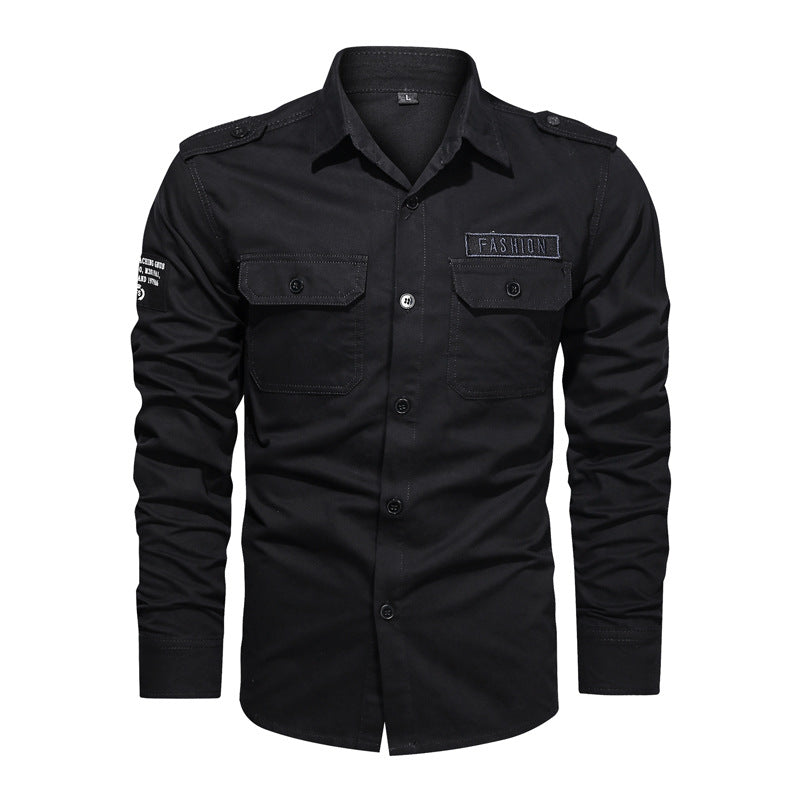 Herren nan Slim-Fit Fieldshirt aus robustem Baumwoll-Canvas mit Schulterklappen und aufgesetzten Brustpatten Echo Archiv