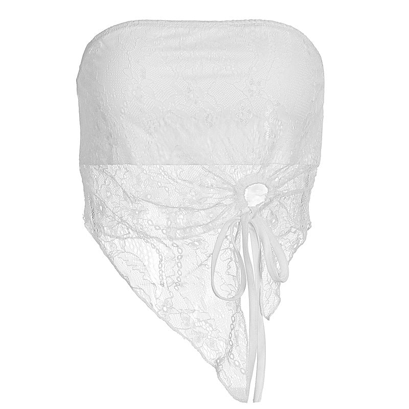 Damen Elegantes Bandeau-Top mit raffiniertem Spitzenüberzug und verspieltem Knoten Echo Archiv