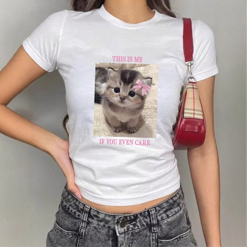 Damen T-Shirt mit kreativem Tiermotiv und modernem Schriftzug Echo Archiv