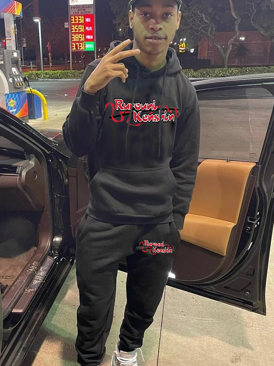 Herren Hoodie und Jogginghose Set mit kreativem Druckmotiv Echoarchiv