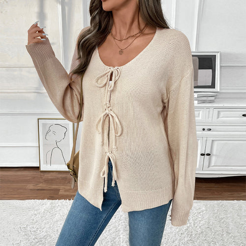 Damen Modischer Strickcardigan mit Kordelzug Echo Archiv