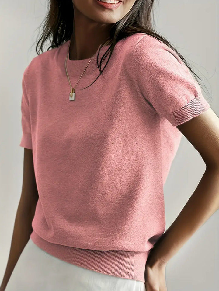 Damen Feinstrickpullover mit Kurzarmiger Silhouette und Weich Fließendem Material Echoarchiv
