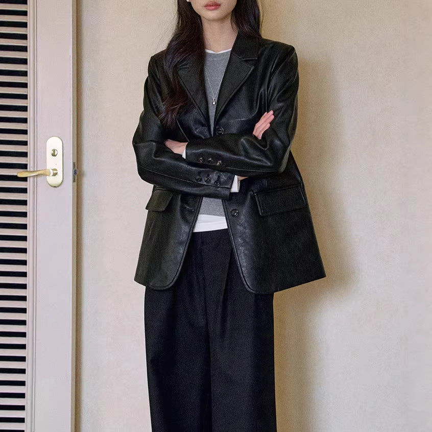 Damen Modischer Lederblazer Echoarchiv