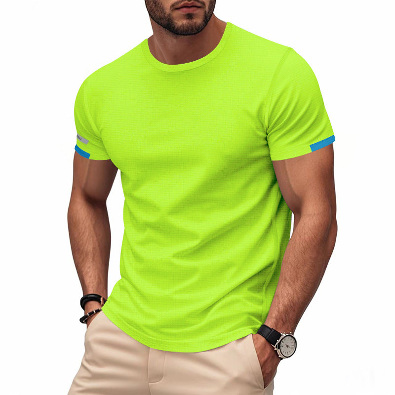 Herren nan athletisches Funktions-T-Shirt mit Rundhalsausschnitt, körpernahem Stretchschnitt und kontrastierendem Ärmelsaum Echo Archiv