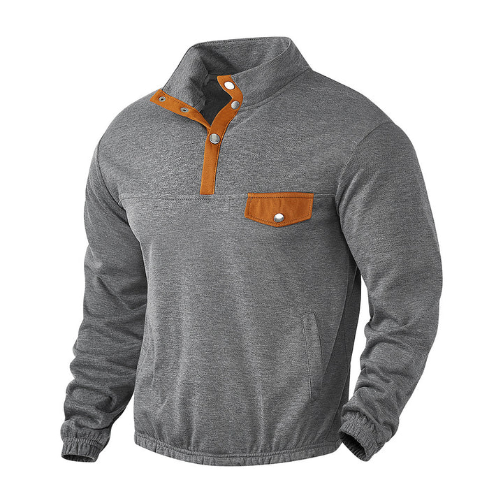 Herren modischer Pullover mit Knopfleiste und Taschen Echoarchiv