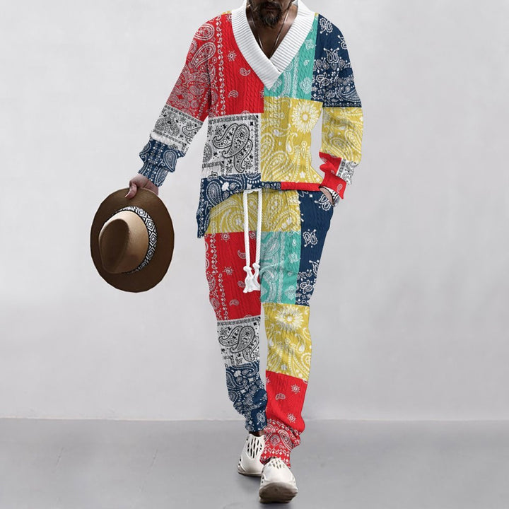Herren lässiges Sommeroutfit mit palmenmotivierten Oberteil und atmungsaktiven Jogginghosen Echoarchiv