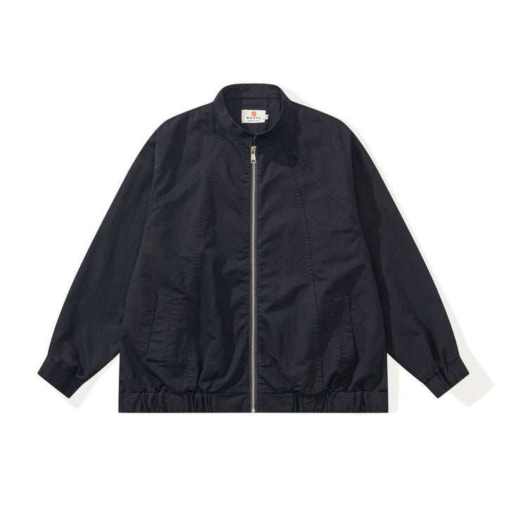 Unisex Kastig geschnittene Canvas‑Zipjacke mit Stehkragen, Tunnelzugsaum und Utility‑Taschen Echoarchiv