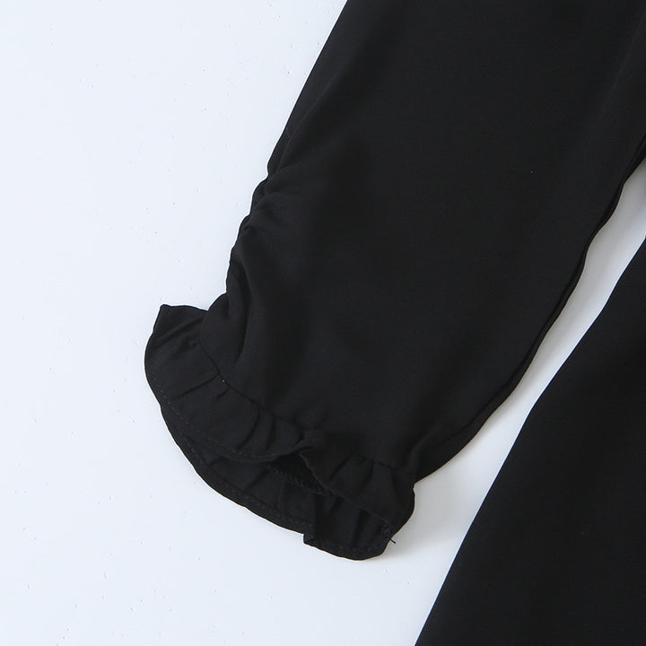 Damen A‑Linien Minikleid mit Rüschen-Quadratausschnitt, taillierter Silhouette und Bindebändern Echoarchiv