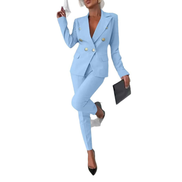 Damen nan taillierter Doppelreiher-Blazer mit schmaler Anzughose Echo Archiv