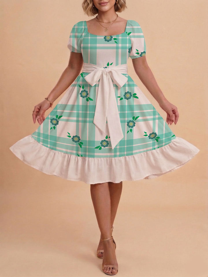 Damen Verspieltes Maxikleid mit Bärenmuster und taillierbarem Band Echo Archiv
