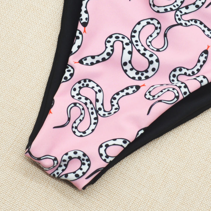 Damen Halter-Bikini mit asymmetrischem Design und verspieltem Muster Echo Archiv