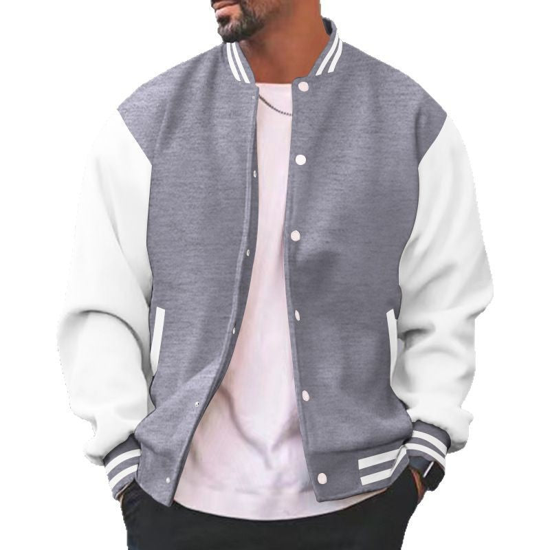 Herren nan varsity-Collegejacke im Bomberstil mit Druckknopfverschluss, kontrastarmen und gerippten Bündchen Echo Archiv