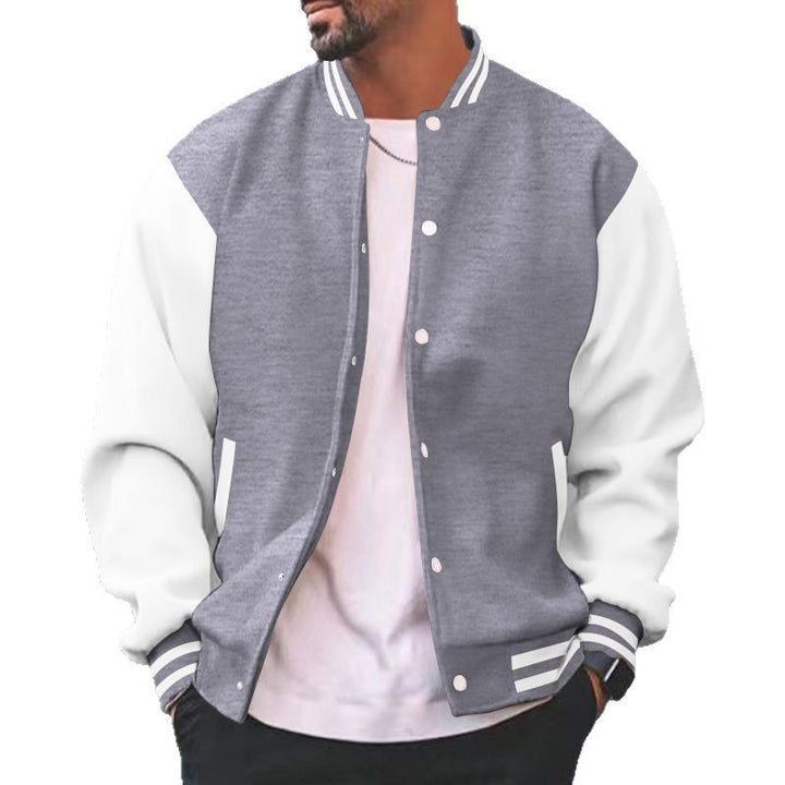 Herren nan varsity-Collegejacke im Bomberstil mit Druckknopfverschluss, kontrastarmen und gerippten Bündchen Echo Archiv