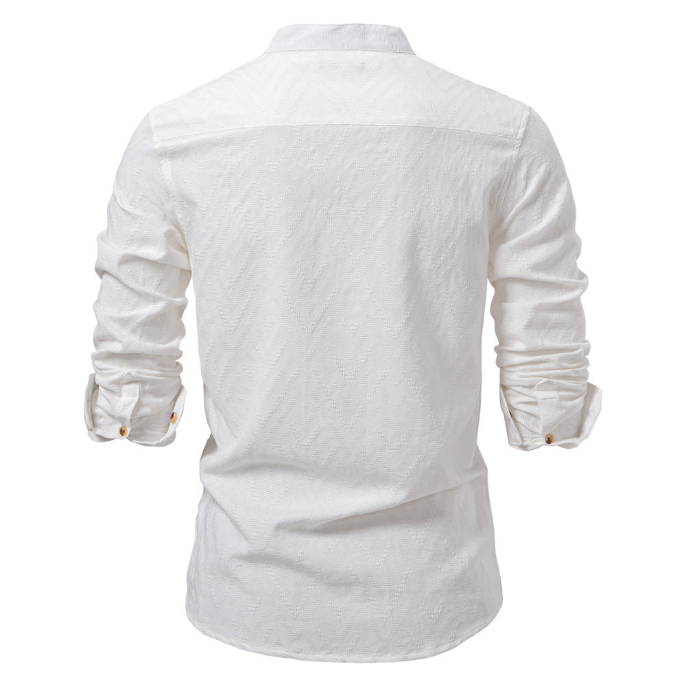 Herren Langarmshirt mit Stehkragen und modischem Muster Echoarchiv