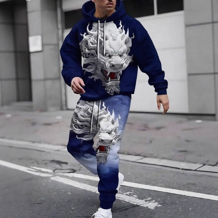 Herren Hoodie- und Jogginghose-Set mit einzigartigem Grafikdesign Echoarchiv