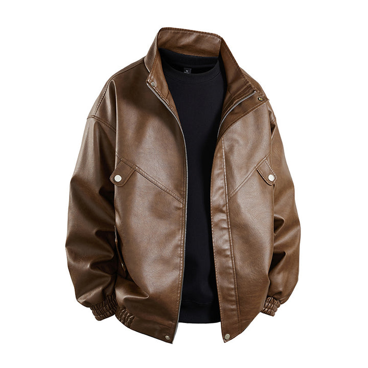 Herren Kunstlederjacke im lässigen Look mit praktischen Pattentaschen Echoarchiv