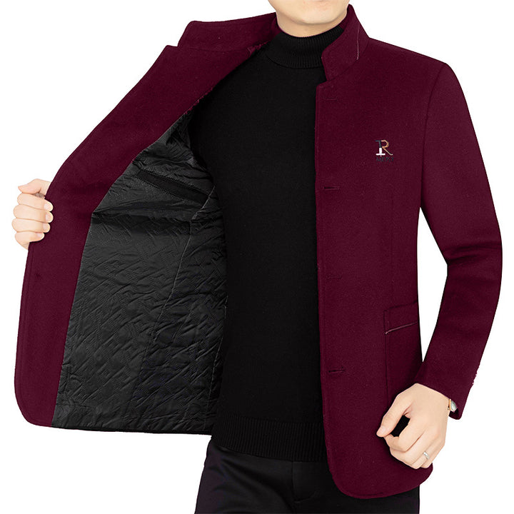 Herren Wollmantel mit Stehkragen und gesteppter Thermofütterung – Montevé