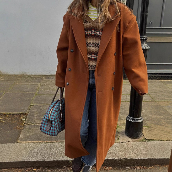 Damen Maxilanger doppeltreihiger Mantel mit Oversize-Silhouette Echoarchiv