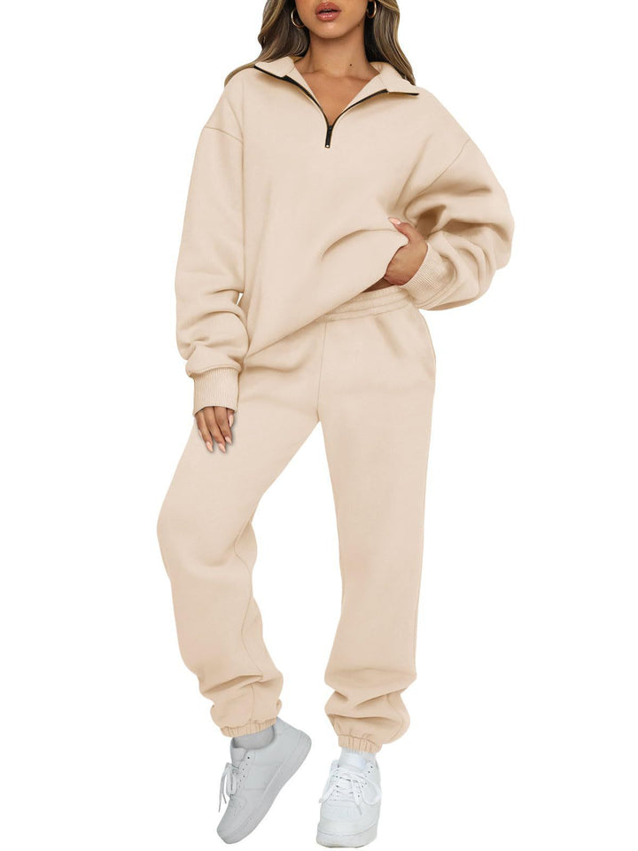 Damen nan lässiges Halbzip-Lounge-Set mit oversized Sweatshirt und taillenhoher Jogginghose Echo Archiv