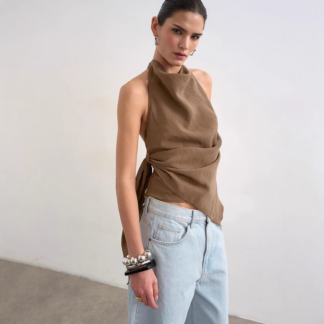 Damen Elegantes Wickeltop mit asymmetrischem Saum Echo Archiv