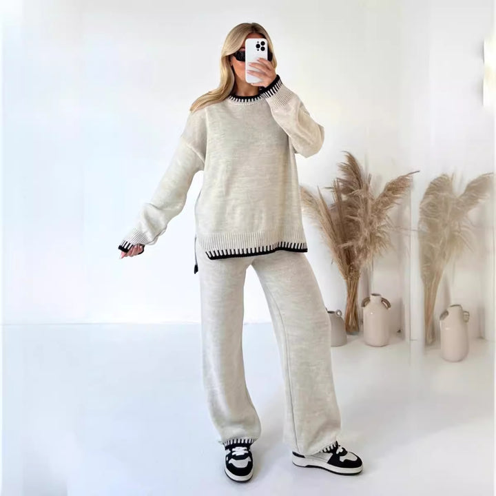 Damen nan lässiger Strick-Hausanzug mit Oversize-Pullover und weiter Strickhose Echo Archiv