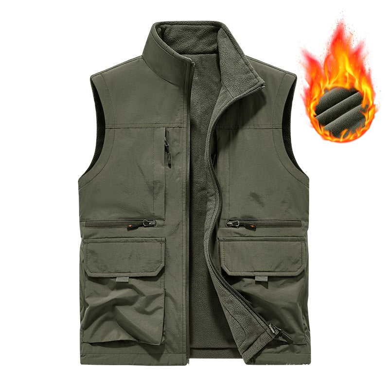 Herren Gefütterte Utility‑Weste mit wärmendem Fleece‑Innenfutter, winddicht & Multifach‑Taschen Echo Archiv