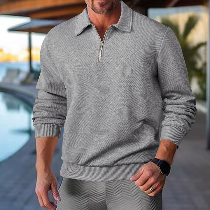 Herren sportlicher Pullover mit modernem Reißverschluss und strukturiertem Design Echoarchiv