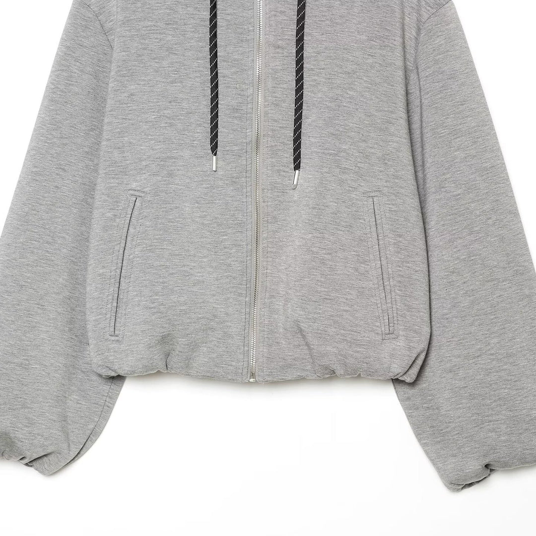 Damen Cropped Kapuzen-Zipjacke mit weitem Oversize-Schnitt Echo Archiv