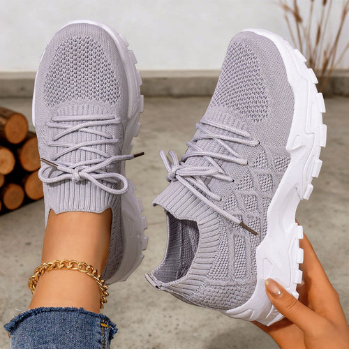 Damen nan gestrickter Plateau-Comfort-Sneaker mit sockenähnlichem Schaft, elastischer Schnürung und geformter Leichtprofilsohle Echo Archiv