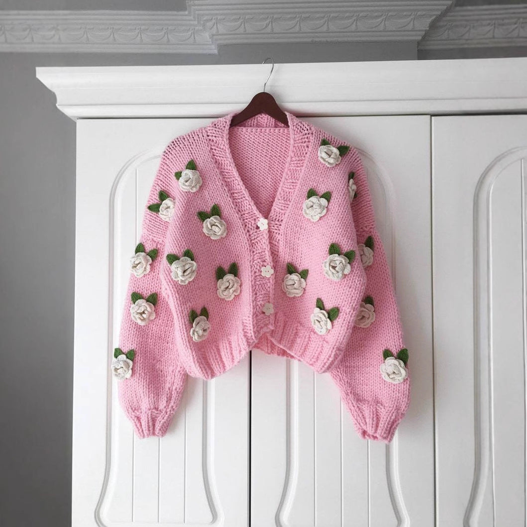 Damen Verspielter Strickcardigan mit Kirschen-Design – Veloura