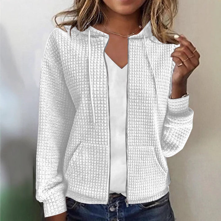 Damen nan gesteppte Kapuzenjacke mit Waffelstruktur, durchgehendem Reißverschluss und Kängurutaschen Echo Archiv