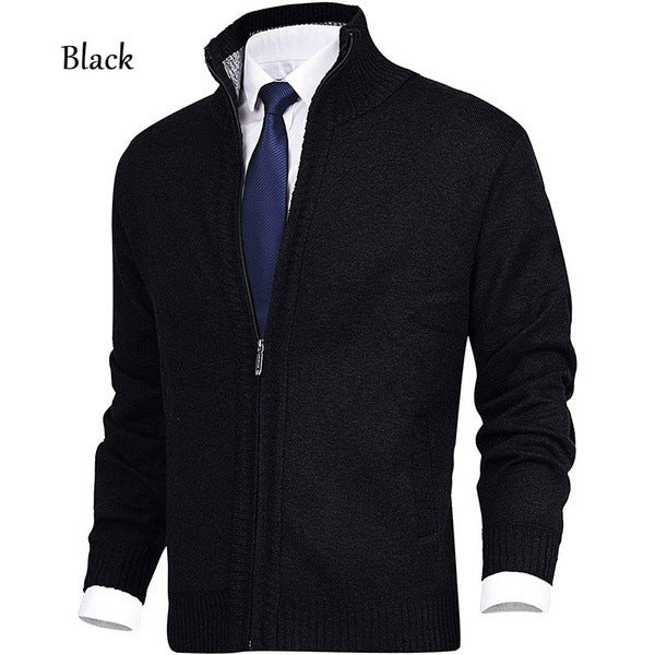 Herren modischer Strickjacke mit hohem Kragen und Reißverschluss Echoarchiv