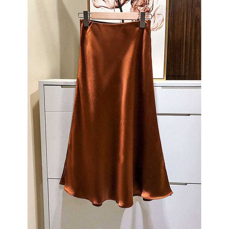 Damen Eleganter Satinrock mit asymmetrischem Schlitz Echoarchiv