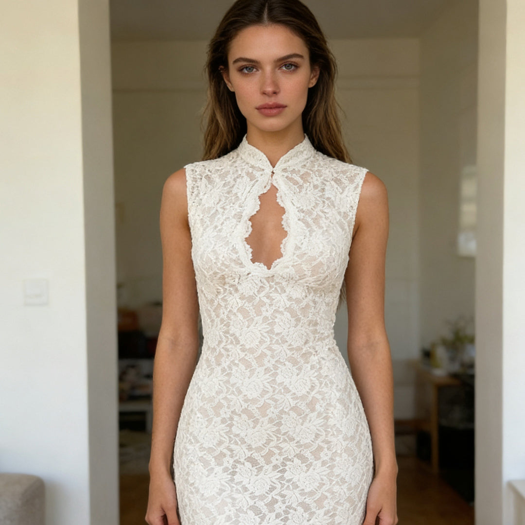 Damen Abendkleid mit Spitzenapplikation Echo Archiv