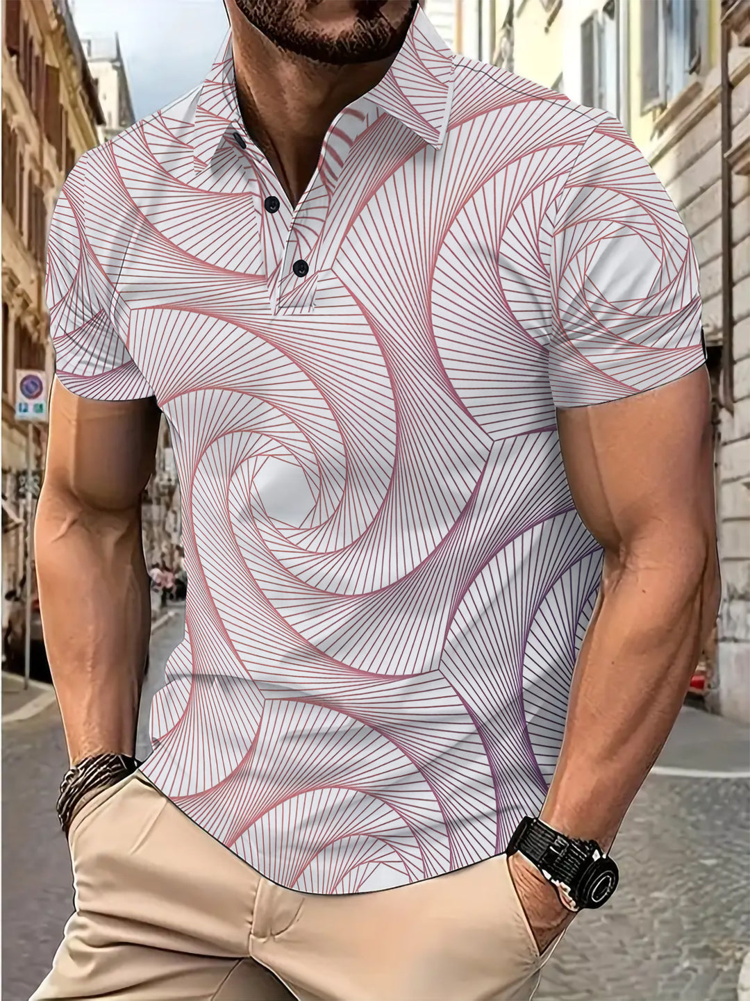 Herren Poloshirt mit einzigartigem geometrischem Design Echoarchiv