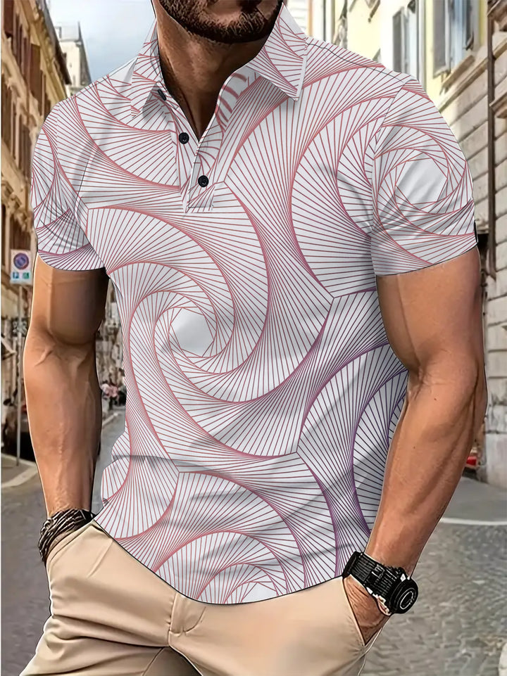 Herren Poloshirt mit einzigartigem geometrischem Design Echoarchiv
