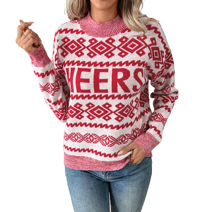 Damen Strick-Weihnachtspullover mit Norwegermuster, CHEERS-Jacquard und Rundhalsausschnitt Echoarchiv