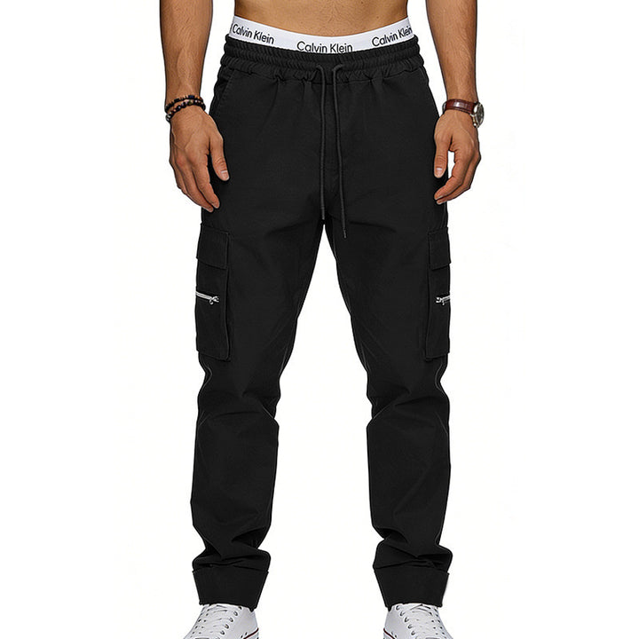 Herren Cargojogginghose mit elastischem Bund, Kordelzug und Reißverschlusstaschen – Bravaro