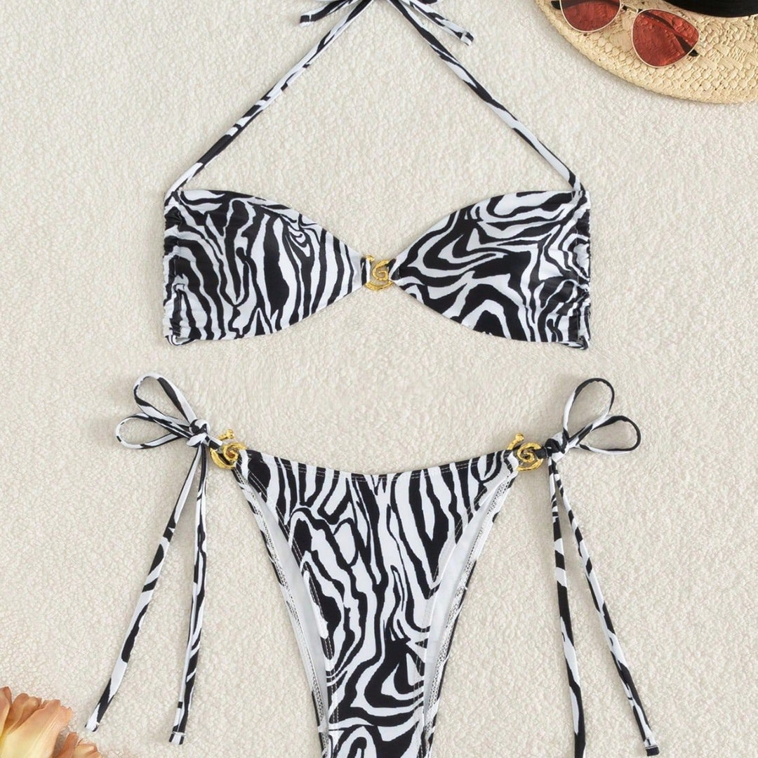 Damen Triangel-Bikini mit floralem Motiv und verstellbaren Trägern Echo Archiv