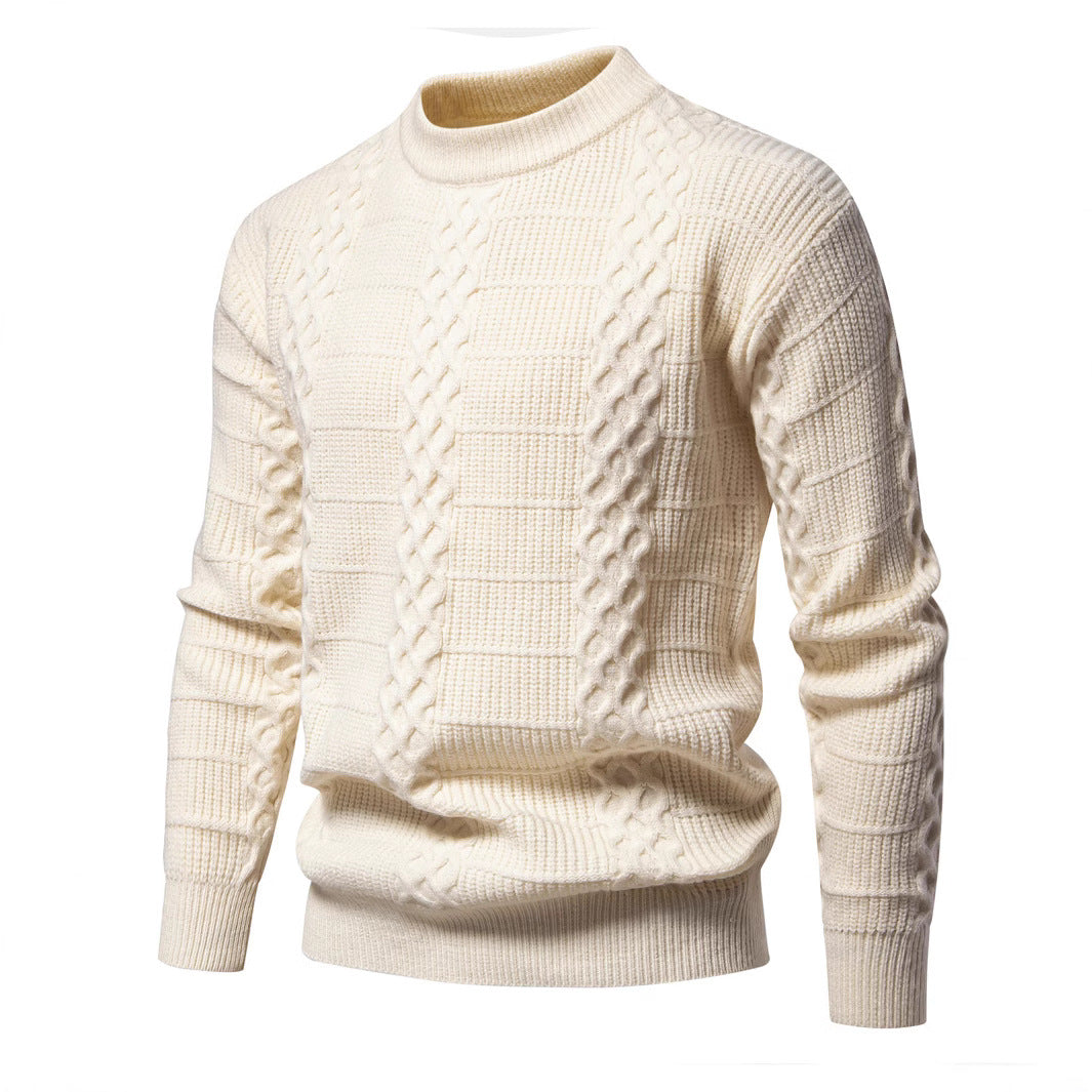 Herren Strukturierter Strickpullover mit hohem Kragen Echoarchiv