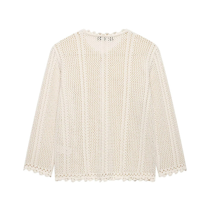 Damen Lockerer Häkelstrick-Cardigan mit feinem Lochmuster und Scallop-Saum Echo Archiv