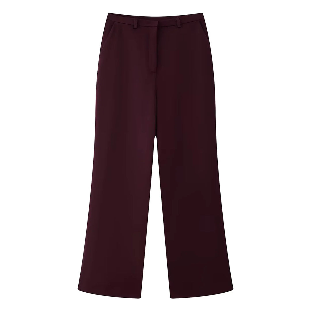 Damen weite Highwaist-Hose mit Palazzo-Silhouette, Bundschlaufen und verdeckter Verschluss – Avélisse