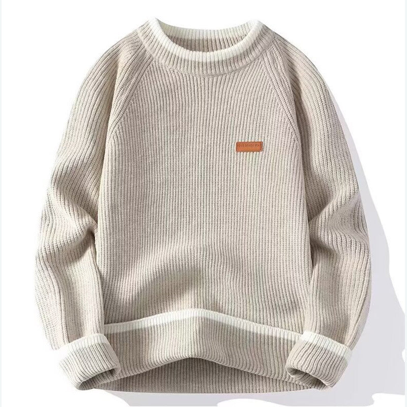 Herren Modischer Grobstrickpullover mit Rundhalsausschnitt Echoarchiv